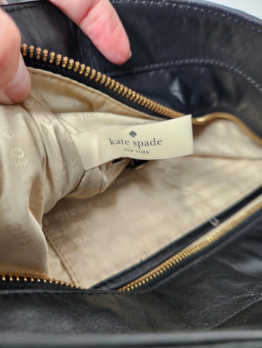 Kate Spade Hamilton Heights Canteen Black Leather Shoulder Bag Gold Hardware